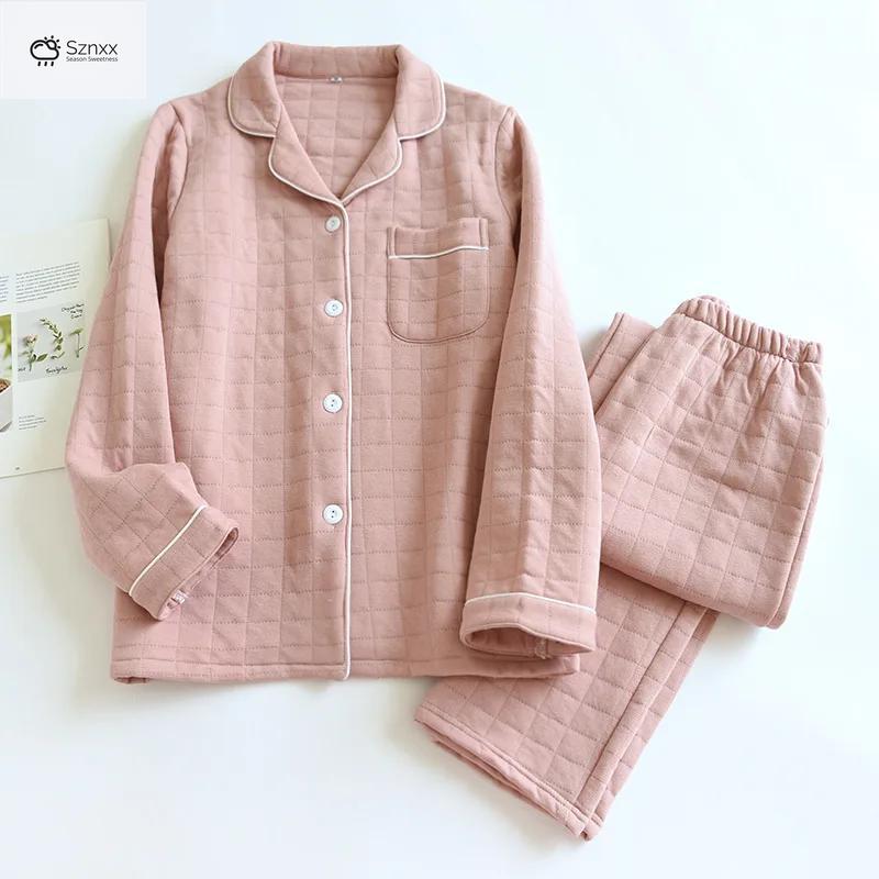 Cozy Thickened Cotton Couple Pajama Long Sleeve Set