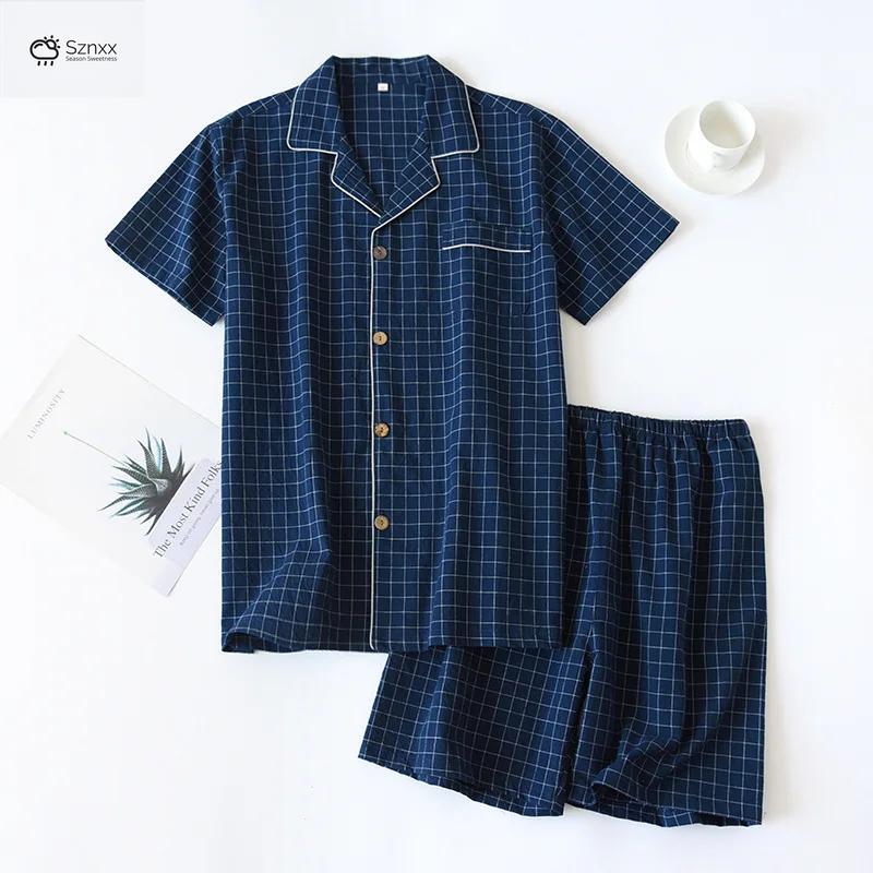 Couple’s Plaid Cotton Gauze Short-sleeve Pajama Set