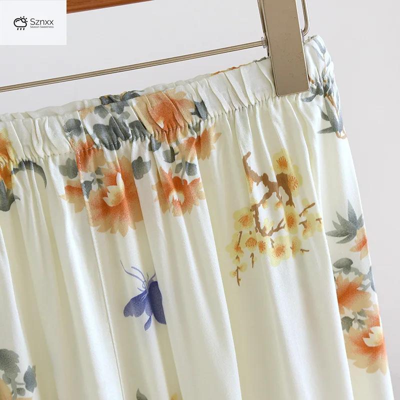 Soft Viscose Short-sleeve Pajama Set With Breathable Lounge Pants