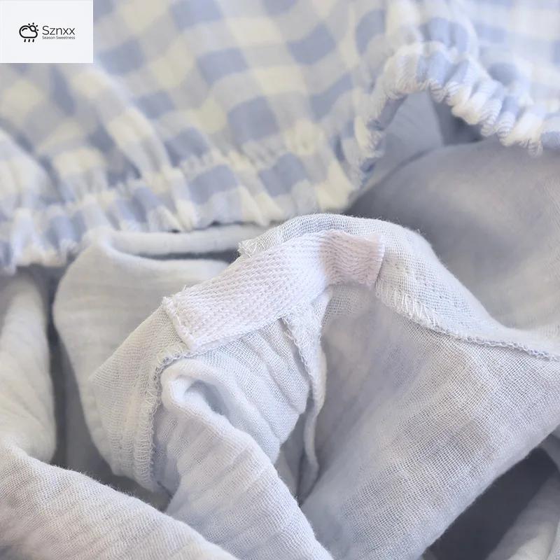 Checkered Cotton Couple Pajama Set Long Sleeve