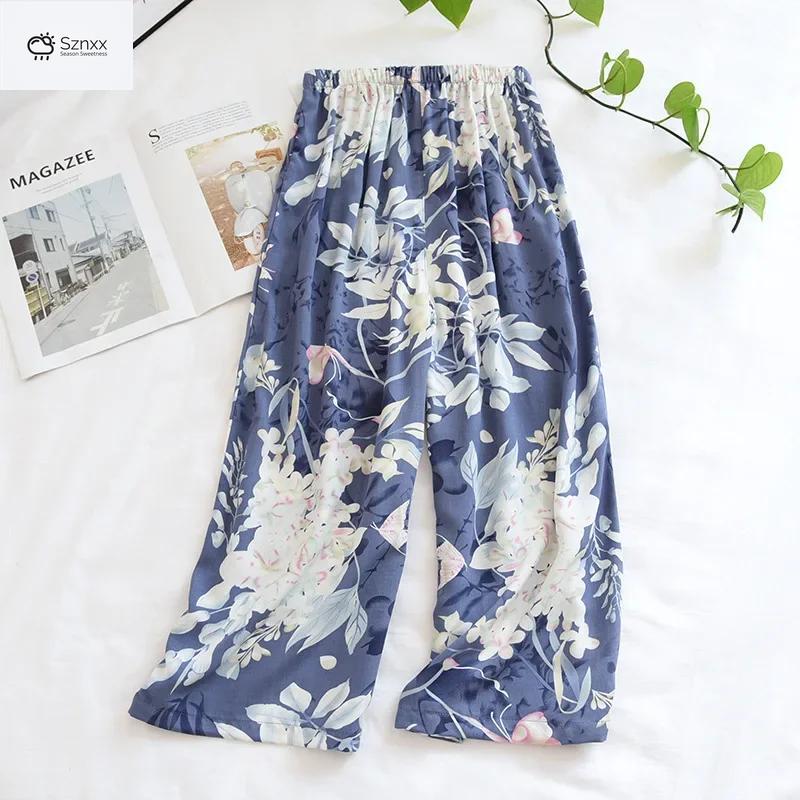 Floral Viscose Cropped Lounge Pants For Women
