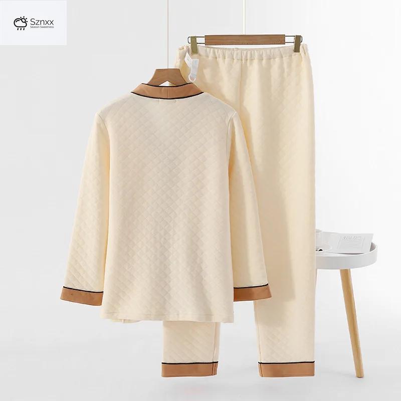 Cozy Padded Nursing Pajama Set With V-neck Cardigan