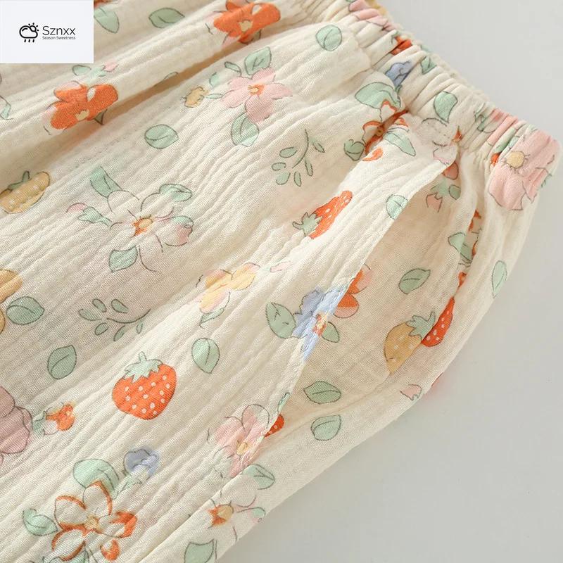 Floral Short-sleeve Cotton Pajama Set With Capris