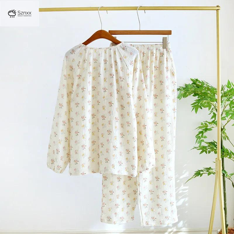 Womens Cotton Crepe Floral Pajama Set