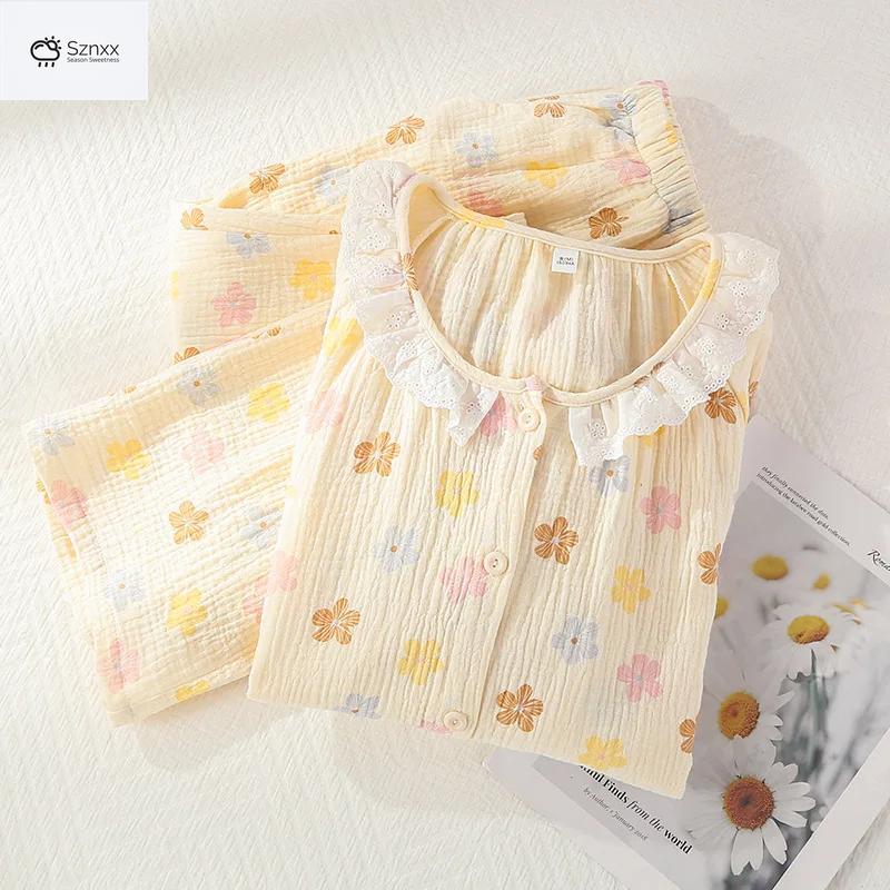 Sweet Crepe Cotton Long Sleeve Pajama Set