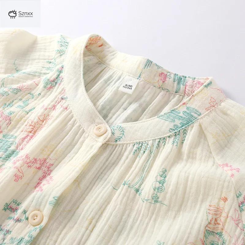 Womens Floral Cotton Long Sleeve Pajama Set