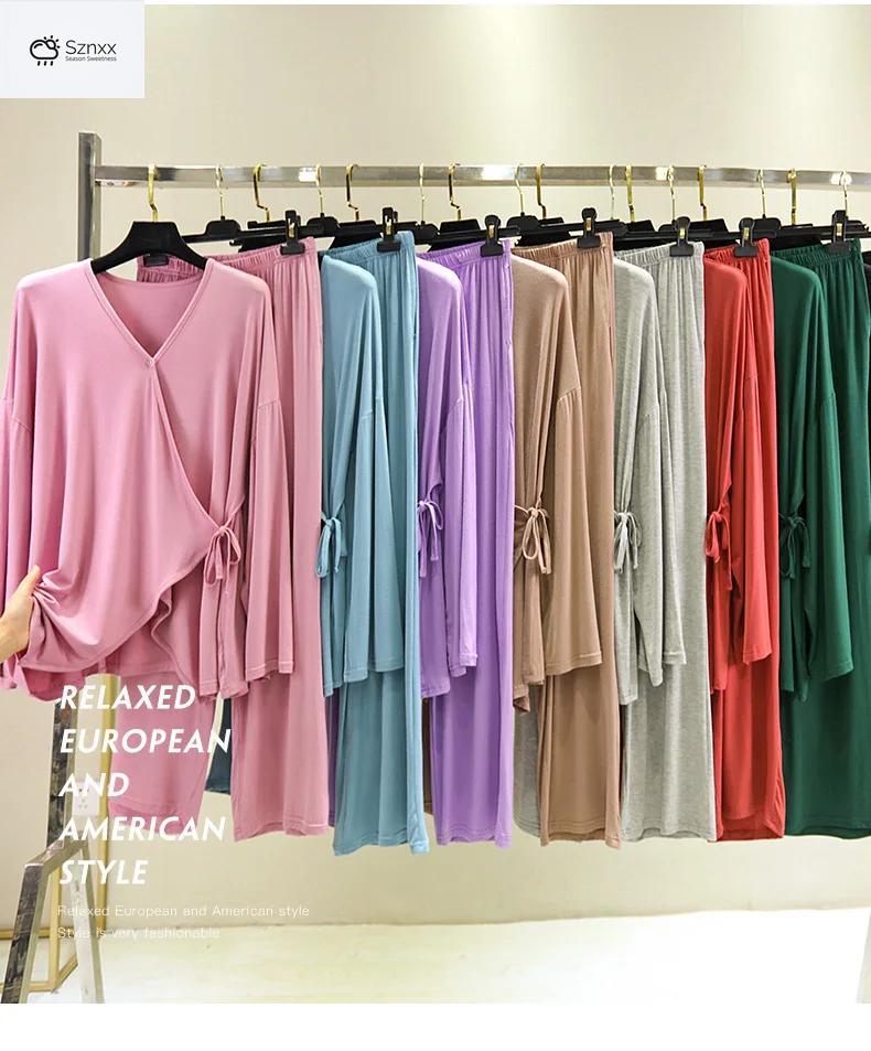 Japanese-inspired Loose Pajama Set With V-neck Design