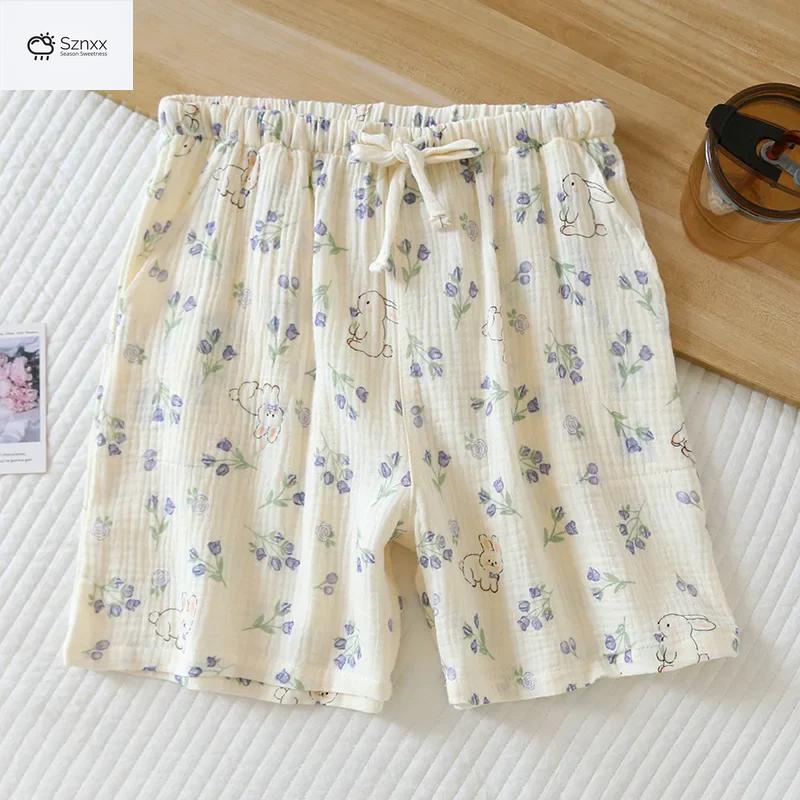 Womens Loose Cotton Crepe Pajama Shorts Summer Essentials