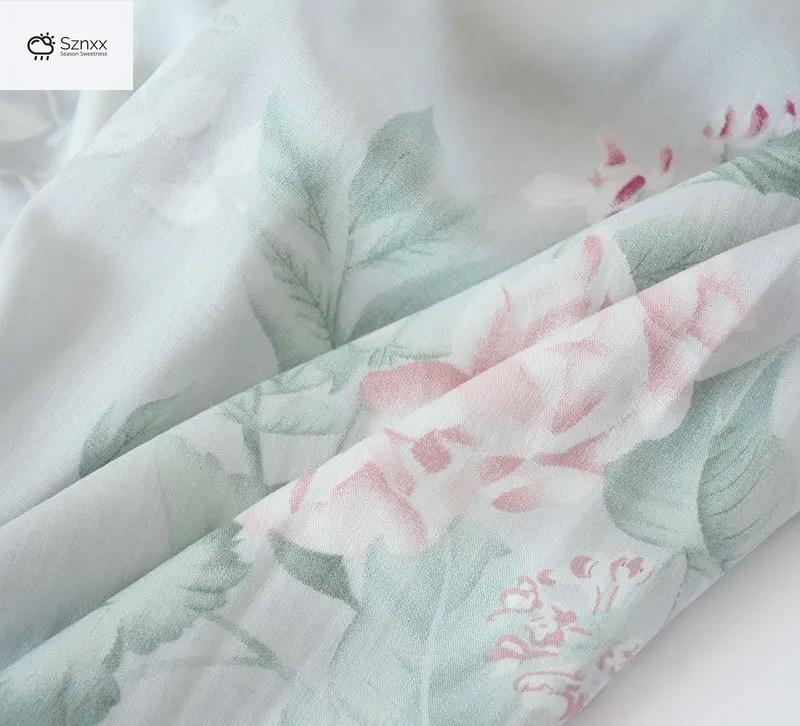 Floral Viscose Silk Loungewear Long-sleeve Pajama Set