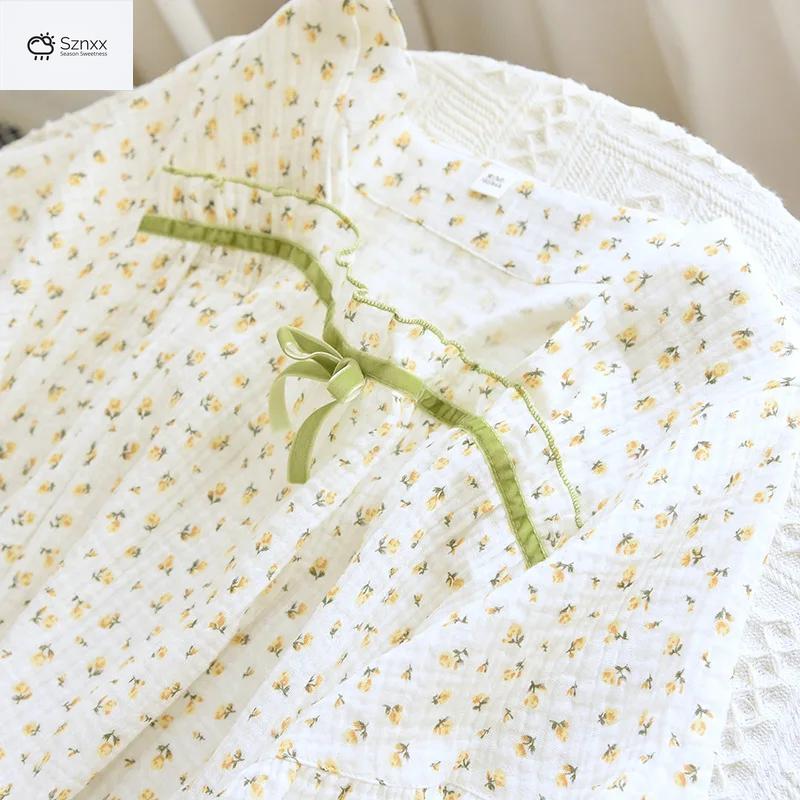 Floral Cotton Crepe Short Sleeve Summer Nightdress