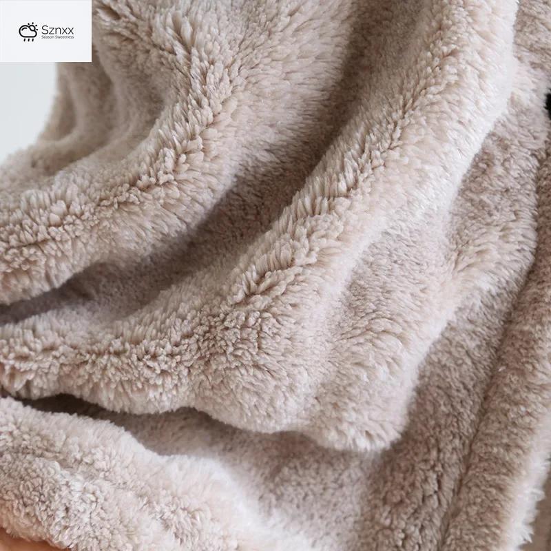 Thickened Flannel Couples Long Bathrobe Nightgown