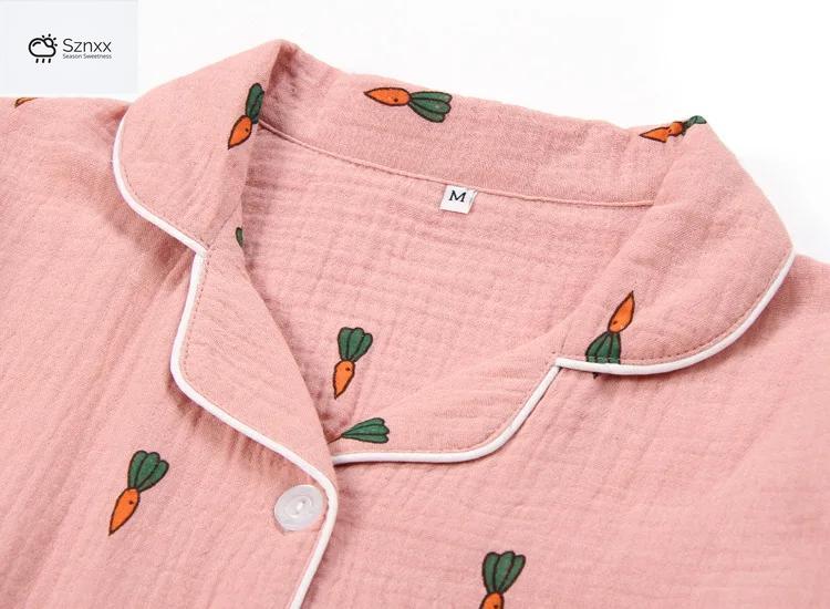 Womens Cotton Crepe Long-sleeve Pajama Lounge Set