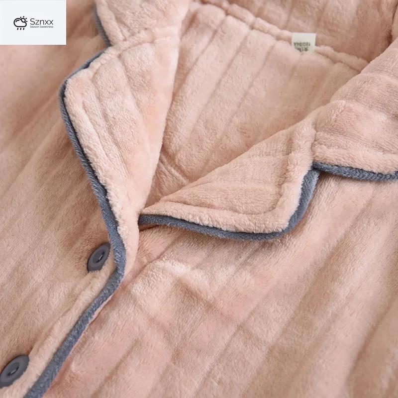 Cozy Flannel Couple Pajama Set Warm Fleece Loungewear