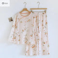 Womens Cotton Crepe Cartoon Pajama Two-piece Set