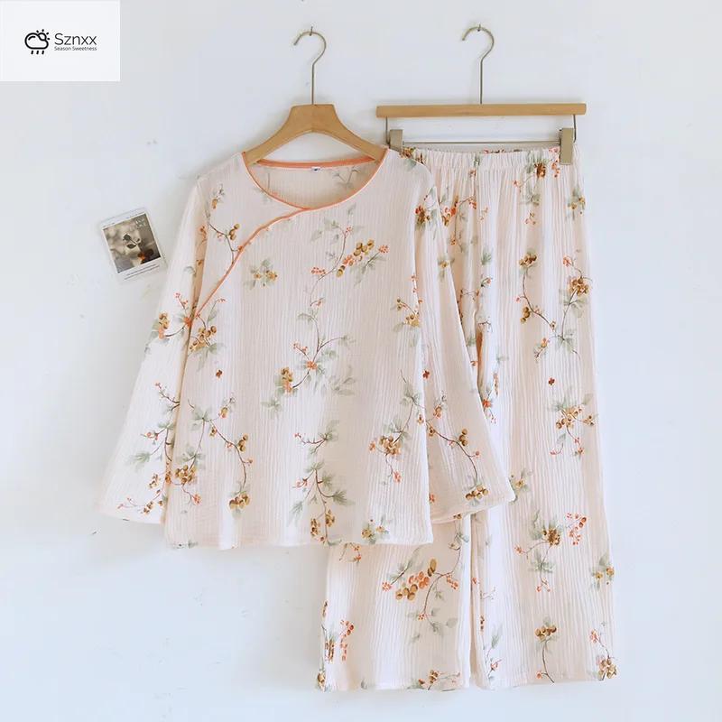 Womens Cotton Crepe Cartoon Pajama Two-piece Set