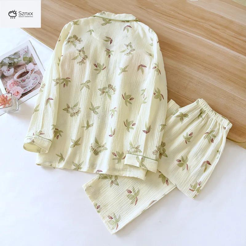 Soft Cotton Crepe Pajama Set With Chest Pads