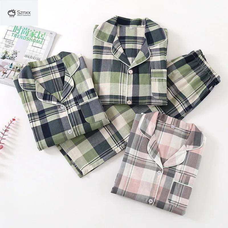 Soft Cotton Gauze Couple Pajama Set Plus Size