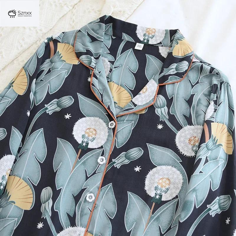 Loose Dandelion Viscose Pajama Set For Women