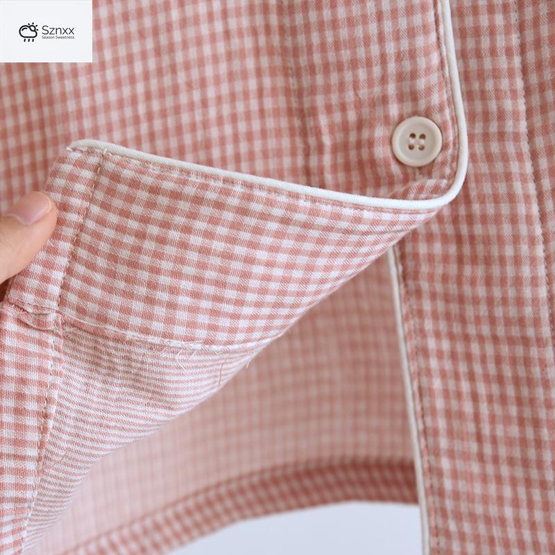 Checkered Cotton Gauze Couple Pajama Set