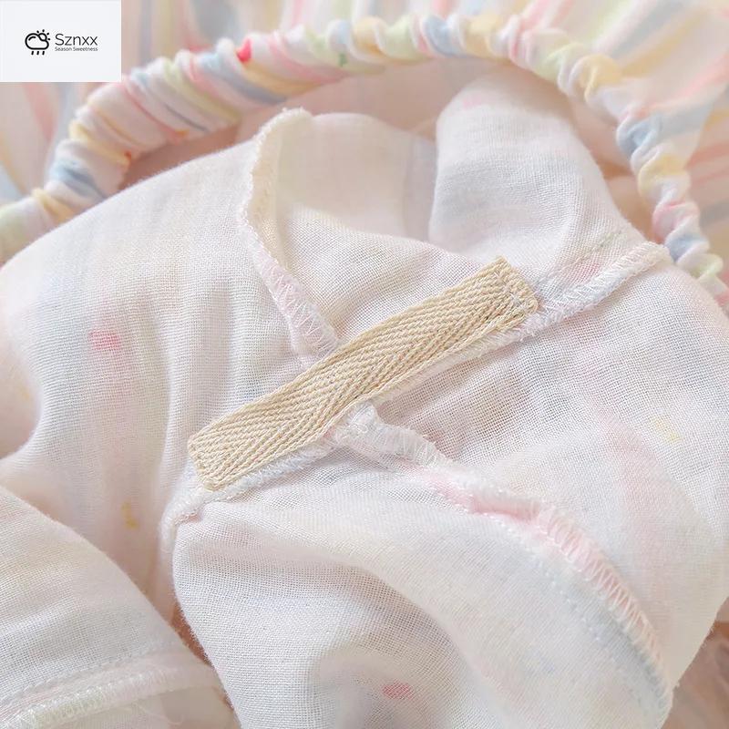 Womens Cotton Gauze Long-sleeve Pajama Cardigan Set