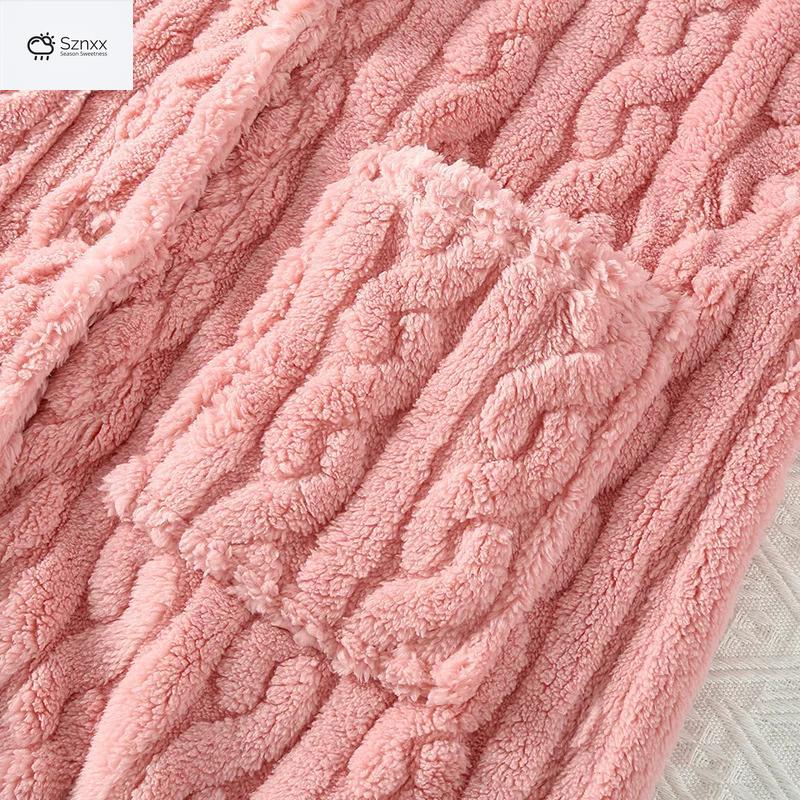 Cozy Flannel Long Warm Buckle Women’s Bathrobe