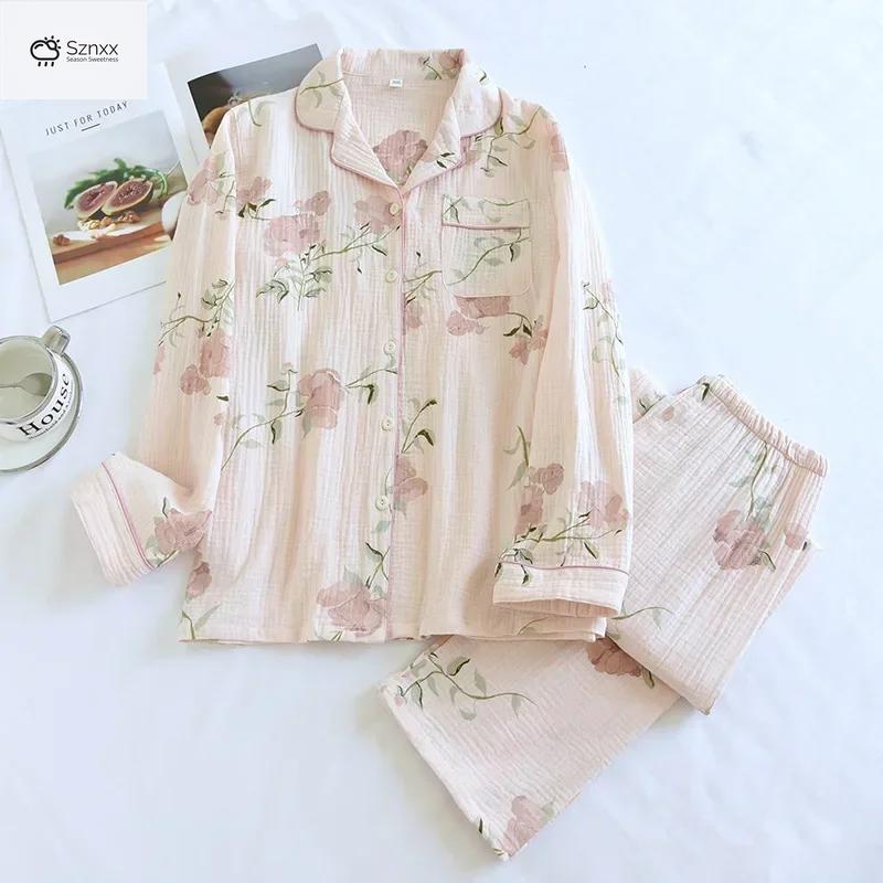 Soft Cotton Crepe Floral Pajama Lounge Set