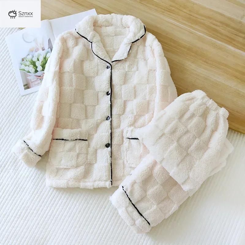 Cozy Flannel Couple Lounge Set With Thickened Fleece