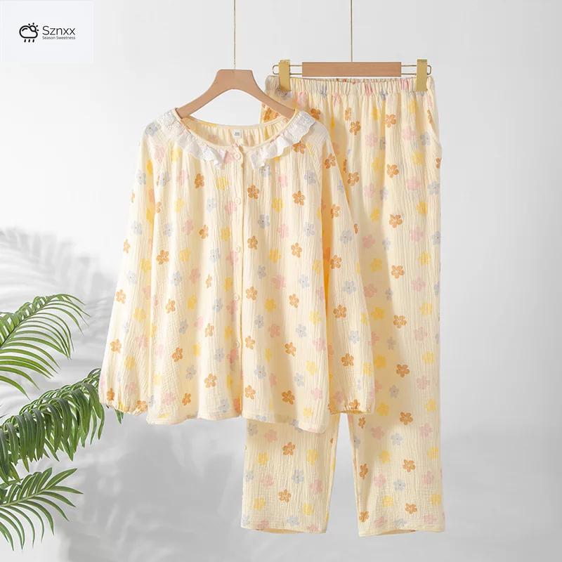 Sweet Crepe Cotton Long Sleeve Pajama Set
