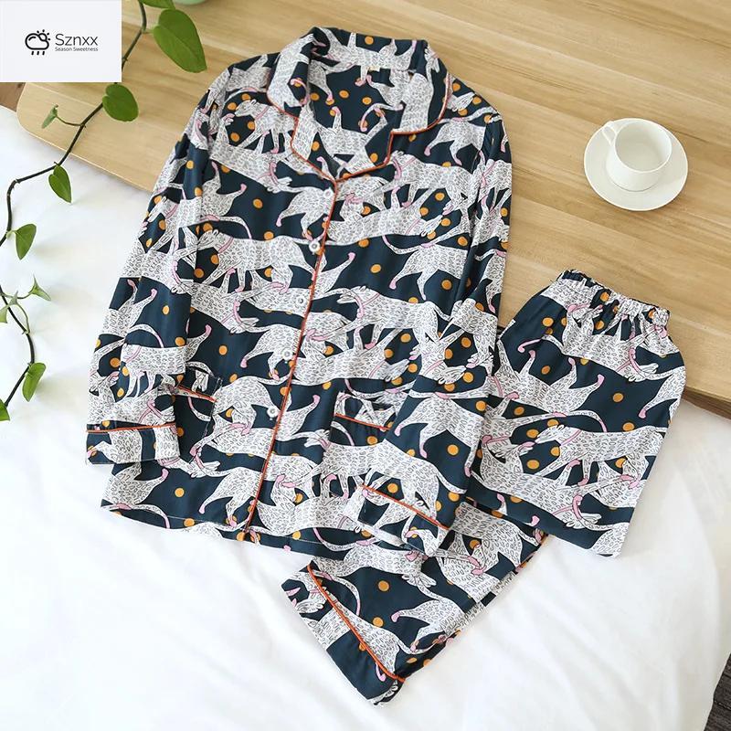 Soft Cartoon Viscose Long-sleeve Ladies Pajama Set