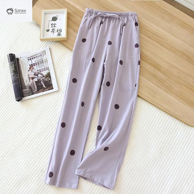 Womens Soft Cotton Knit Lounge Sleep Pants