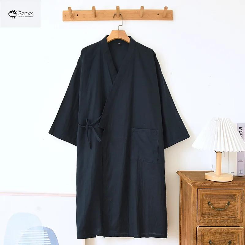 Japanese Cotton Couples Kimono Bathrobe Loose Fit