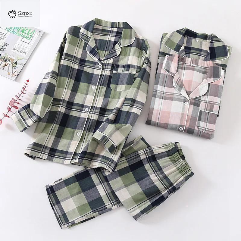 Soft Cotton Gauze Couple Pajama Set Plus Size