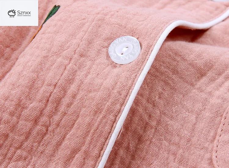 Womens Cotton Crepe Long-sleeve Pajama Lounge Set