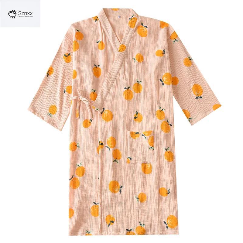 Japanese Cotton Crepe Kimono Style Bathrobe
