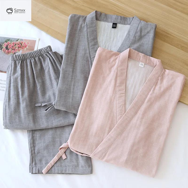 Japanese Cotton Kimono Couple Pajama Set