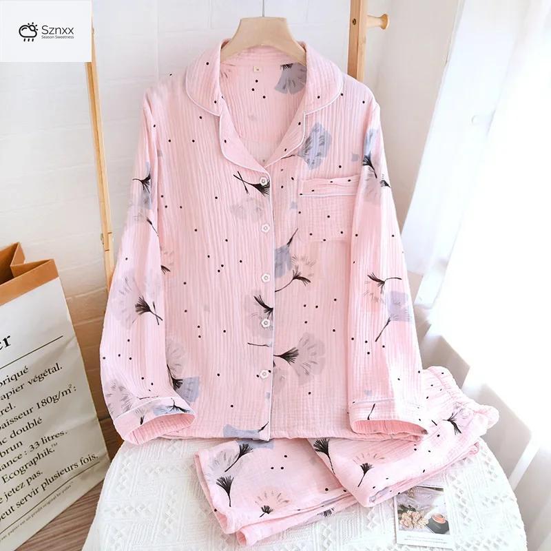 Minimalist Crepe Cotton Long-sleeve Pajama Set