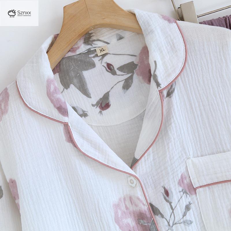 Minimalist Crepe Cotton Long-sleeve Pajama Set