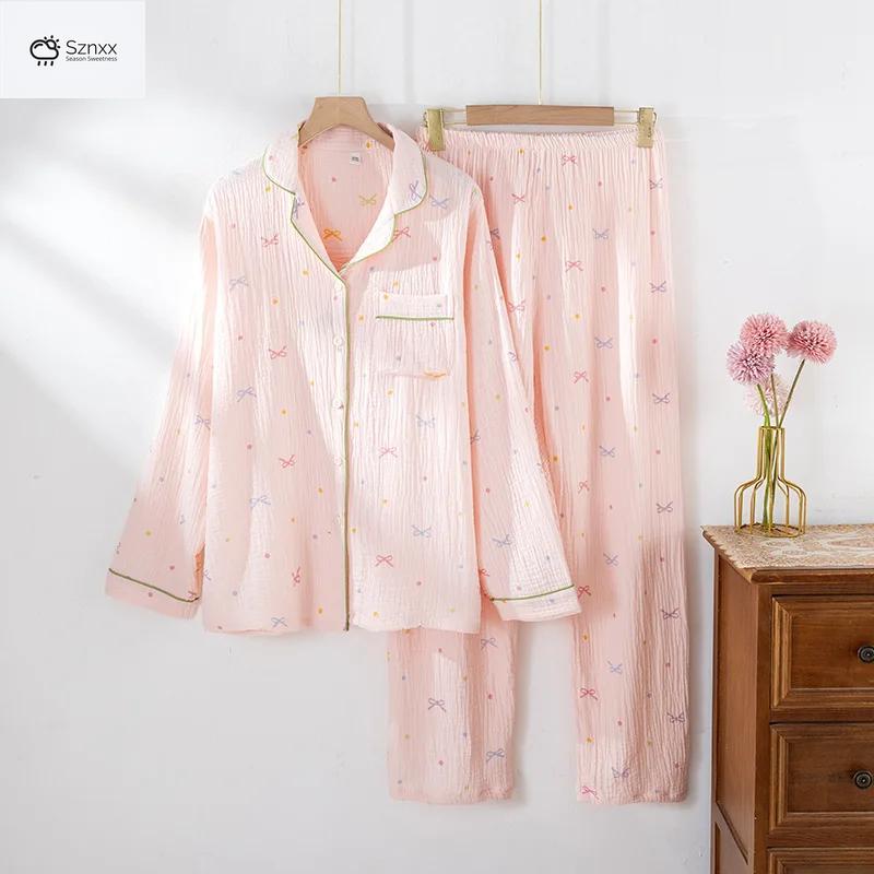 Soft Cotton Crepe Long Sleeve Pajama Set