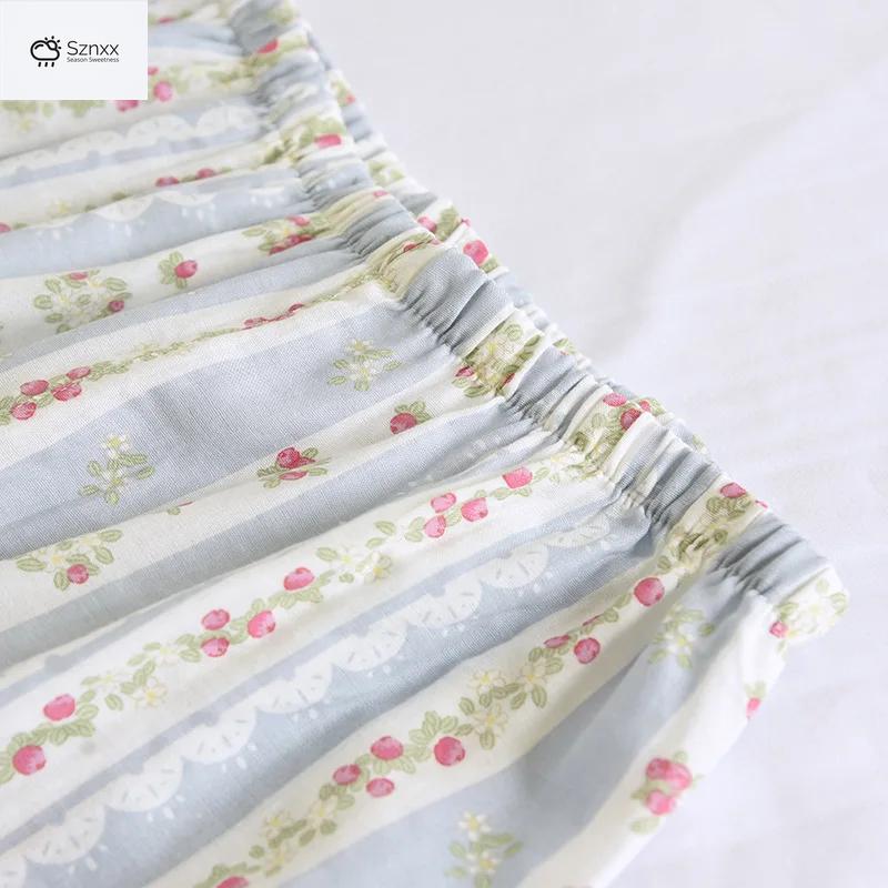 Soft Cotton Gauze Long Pajama Set For Women