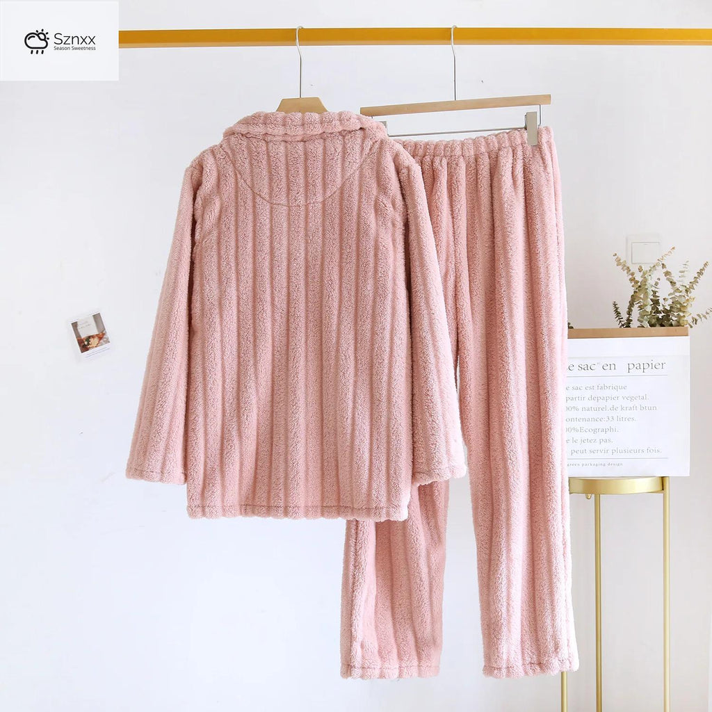 Cozy Flannel Couple Pajama Set Thickened Long-sleeve