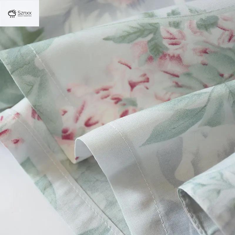 Floral Viscose Silk Loungewear Long-sleeve Pajama Set