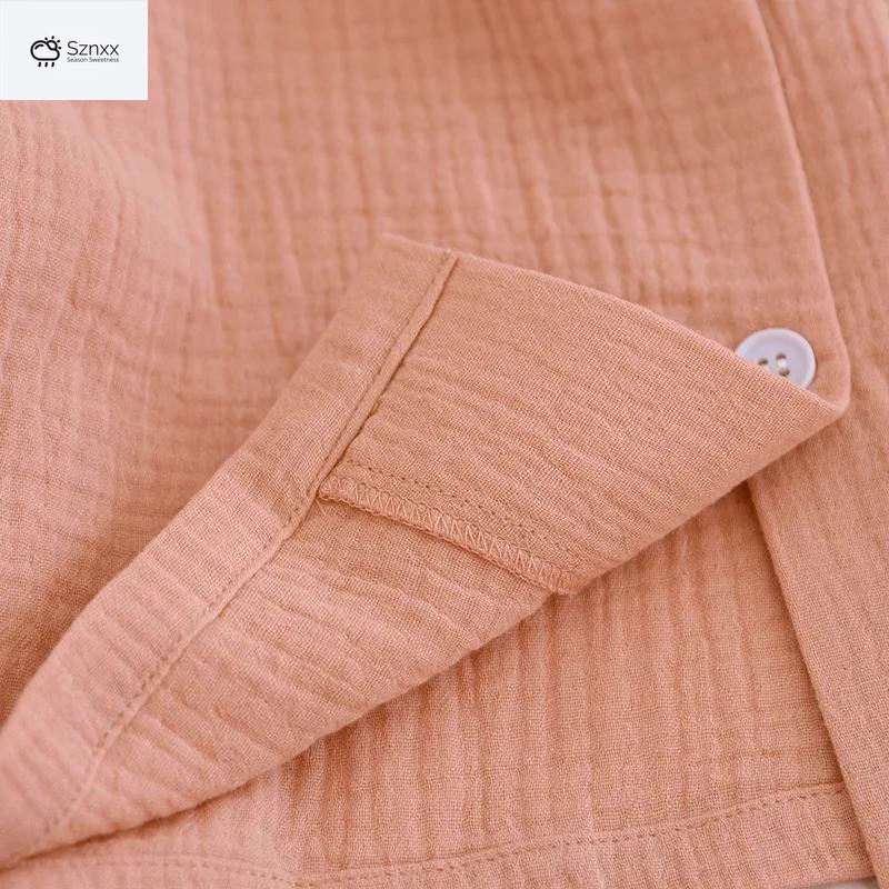 Soft Cotton Crepe Long-sleeve Pajama Lounge Set