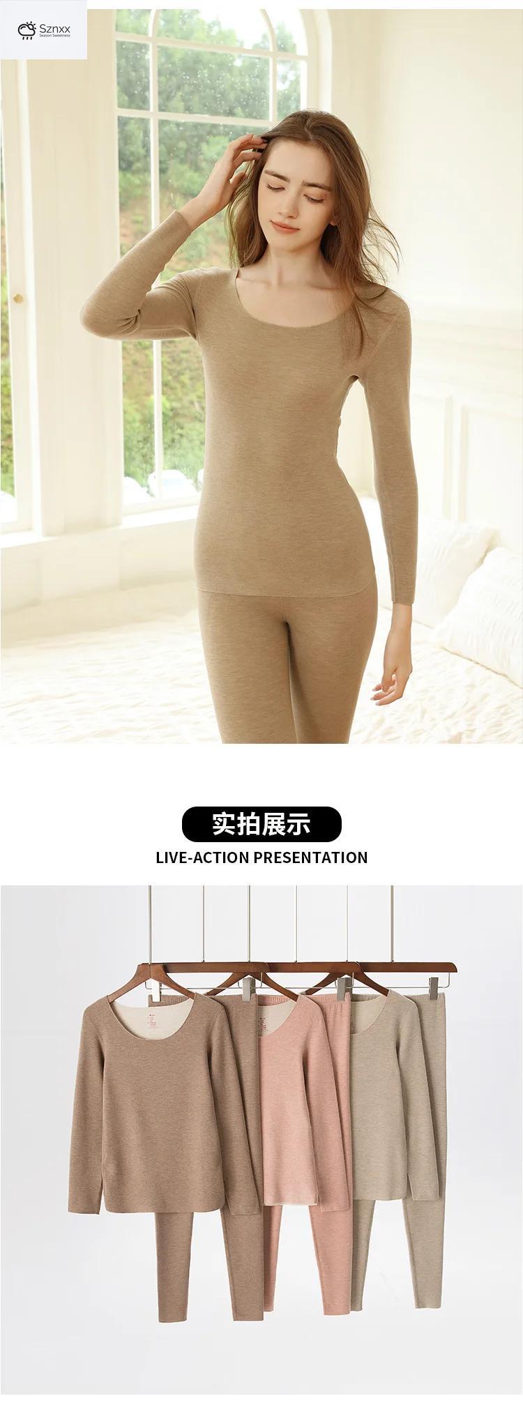 Womens Thermal Fleece Long-sleeve Two-piece Lounge Set