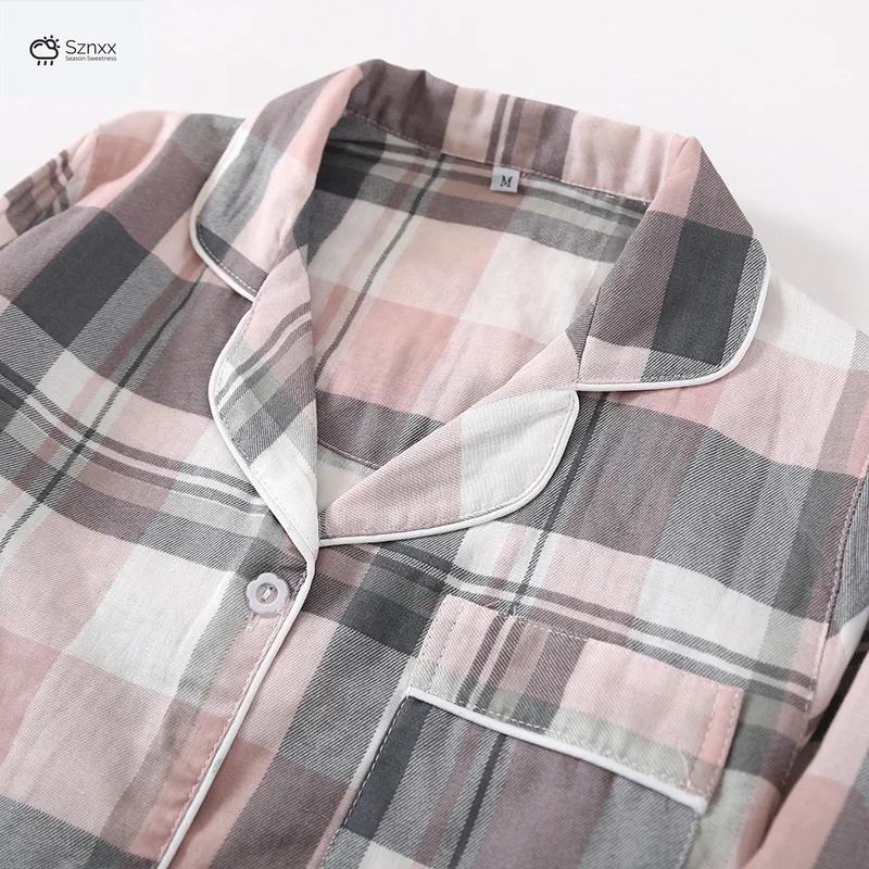 Soft Cotton Gauze Couple Pajama Set Plus Size