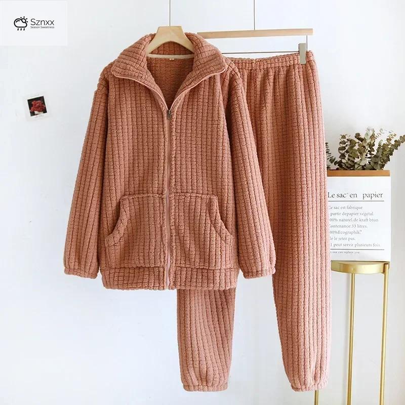 Cozy Flannel Couple Pajama Set Winter Loungewear
