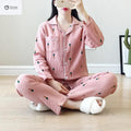 Womens Cotton Crepe Long-sleeve Pajama Lounge Set