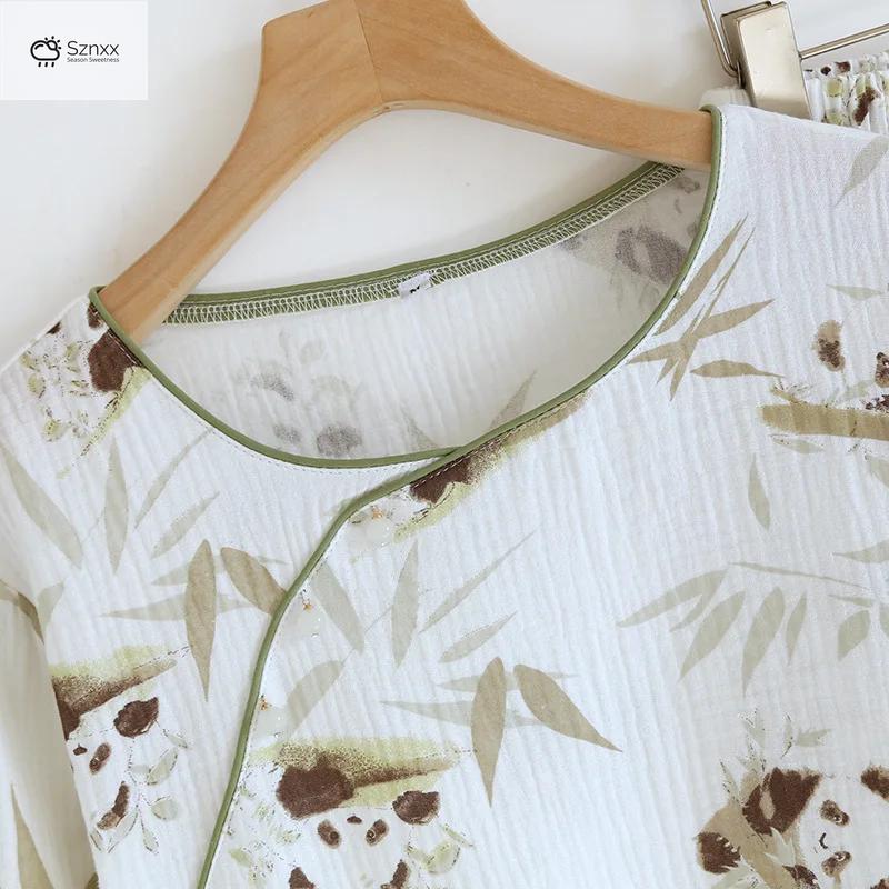Womens Cotton Crepe Cartoon Pajama Two-piece Set