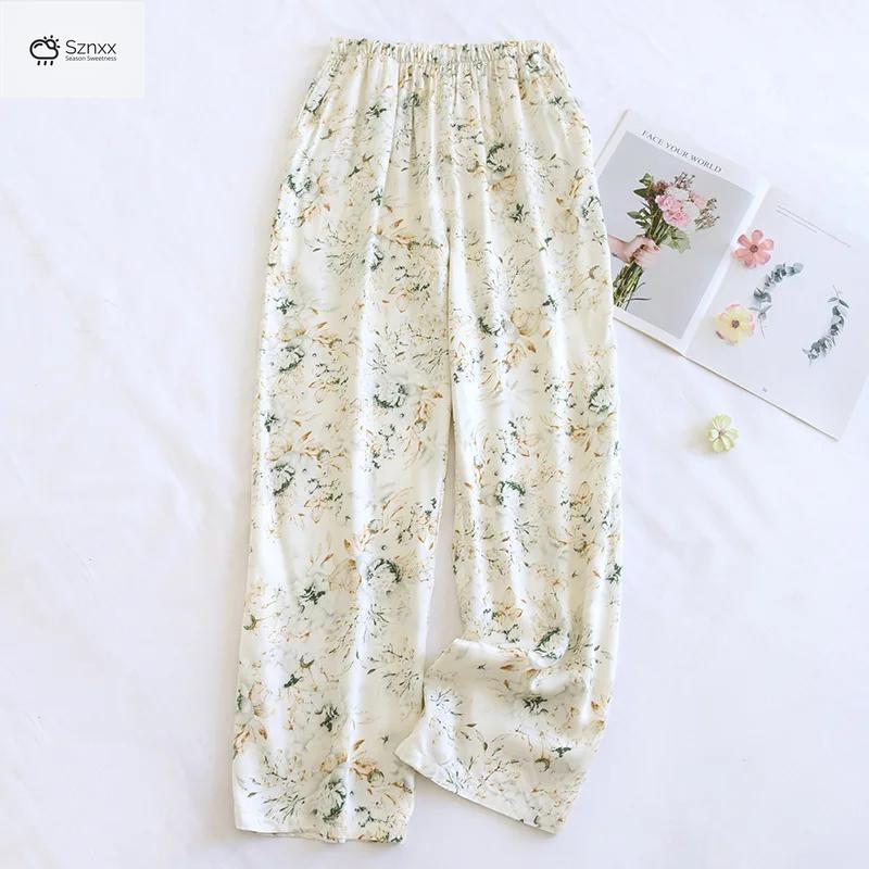 Printed Viscose Wide-leg Sleep Lounge Pants