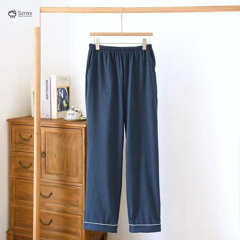 Mens Thick Velvet Plaid Warm Sleep Pants