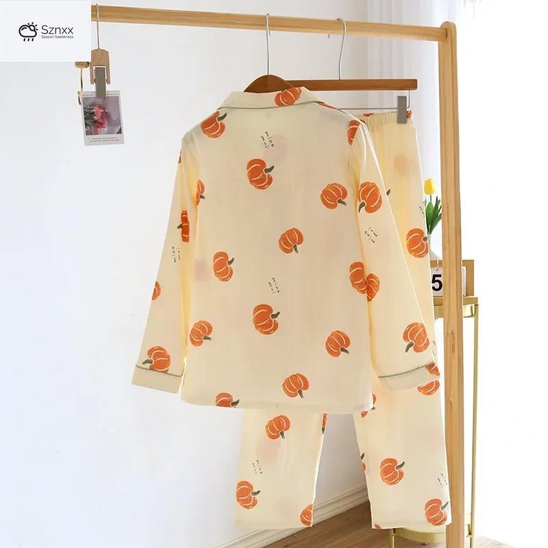 Womens Lightweight Cotton Gauze Loungewear Two-piece Set